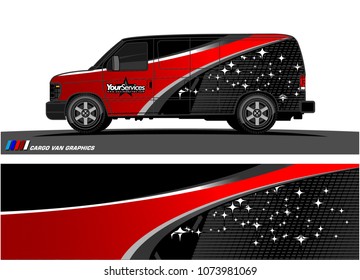 Van graphics. starry curved shaped with modern camouflage design for vehicle vinyl wrap 
