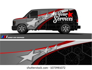 Van graphics. starry curved shaped with modern camouflage design for vehicle vinyl wrap 
