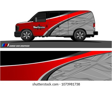 Van graphics.abstract curved shape with modern camouflage design for vehicle vinyl wrap and car branding 
