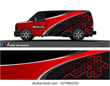 Van graphics.abstract curved shape with modern camouflage design for vehicle vinyl wrap and car branding 
