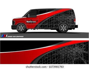 Van graphics.abstract curved shape with modern camouflage design for vehicle vinyl wrap and car branding 

