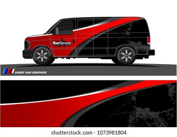 Van graphics.abstract curved shape with modern camouflage design for vehicle vinyl wrap and car branding 
