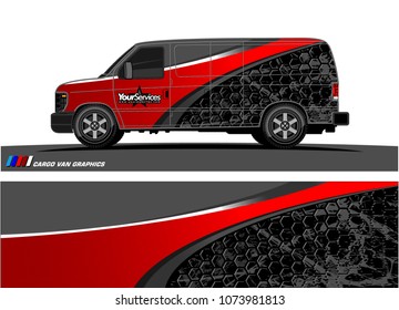 Van graphics.abstract curved shape with modern camouflage design for vehicle vinyl wrap and car branding 
