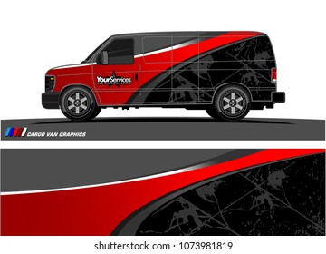 Van graphics.abstract curved shape with modern camouflage design for vehicle vinyl wrap and car branding 
