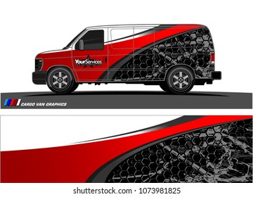 Van graphics.abstract curved shape with modern camouflage design for vehicle vinyl wrap and car branding 
