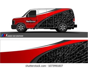 Van graphics.abstract curved shape with modern camouflage design for vehicle vinyl wrap and car branding 
