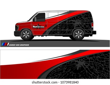 Van graphics.abstract curved shape with modern camouflage design for vehicle vinyl wrap and car branding 
