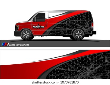 Van graphics.abstract curved shape with modern camouflage design for vehicle vinyl wrap and car branding 
