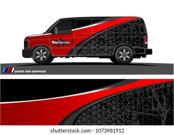 Van graphics.abstract curved shape with modern camouflage design for vehicle vinyl wrap and car branding 
