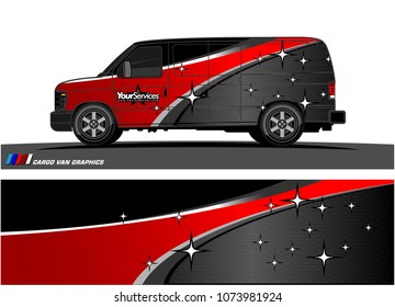 Van graphics.abstract curved shape with modern camouflage design for vehicle vinyl wrap and car branding 
