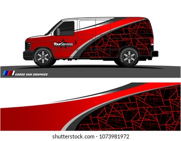 Van graphics.abstract curved shape with modern camouflage design for vehicle vinyl wrap and car branding 
