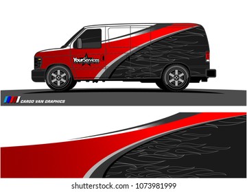 Van graphics.abstract curved shape with modern camouflage design for vehicle vinyl wrap and car branding 
