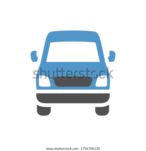 Van - gray\
blue icon isolated on white\
background