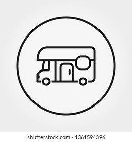 Van. House on wheels. Camping. Universal icon for web and mobile application. Vector illustration on a white background. Editable Thin line.