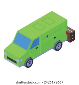Van humanitarian aid icon isometric vector. Volunteer food. Help charity