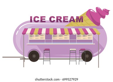 Van of ice cream isolated on white background