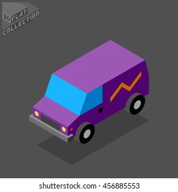 Van Icon. 3D Isometric Low Poly Flat Design. Vector illustration.