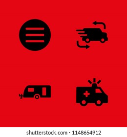 van icon. 4 van vectors with ambulance, is identical with, truck and caravan icons for web and mobile app