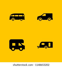van icon. 4 van vectors with caravan and van icons for web and mobile app