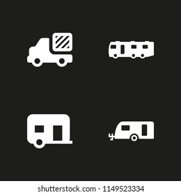 van icon. 4 van vectors with caravan and truck icons for web and mobile app