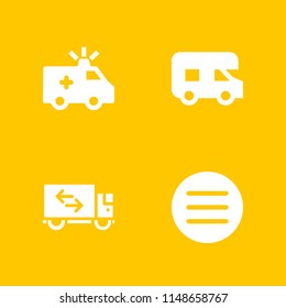van icon. 4 van vectors with is identical with, caravan, moving truck and ambulance icons for web and mobile app