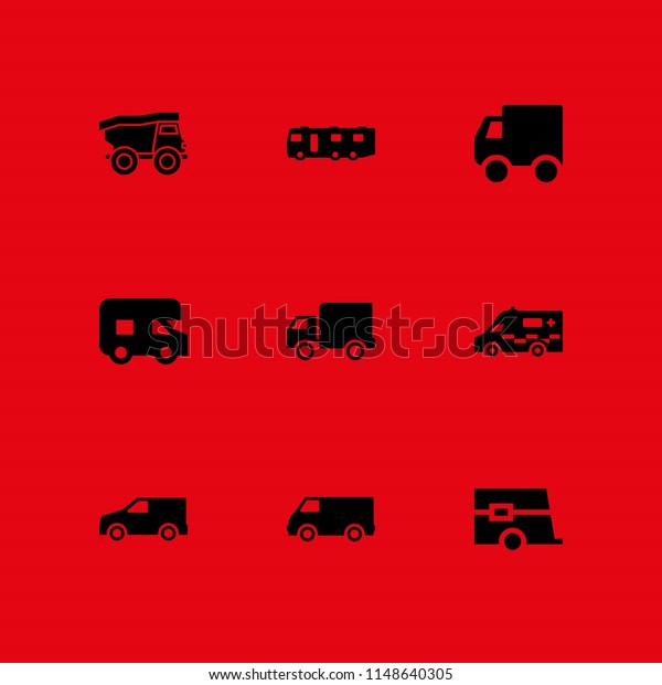 van icon. 9 van vectors with\
caravan, van, truck and ambulance icons for web and mobile\
app