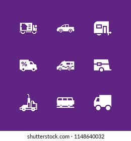 van icon. 9 van vectors with delivery truck, moving truck, truck and ambulance icons for web and mobile app