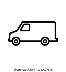 Van icon. Black contour linear silhouette. Side view. Vector simple flat graphic illustration. The isolated object on a white background. Isolate.