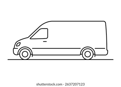 Van icon. Black outline linear silhouette. Editable strokes. Side view. Vector simple flat graphic illustration. Isolated object on white background. Isolate.