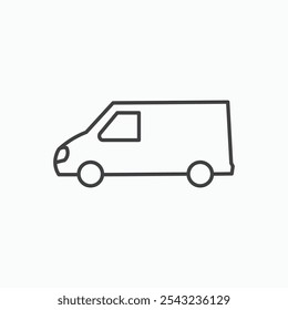 Van icon in black outlined and solid.