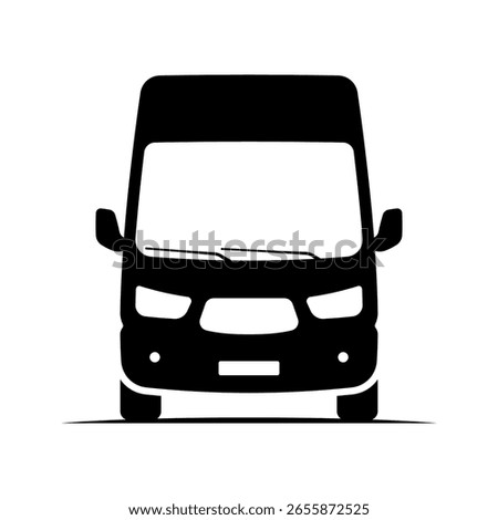 Van icon. Black silhouette. Front view. Vector simple flat graphic illustration. Isolated object on white background. Isolate.