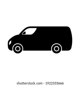 Van icon. Black silhouette. Side view. Vector flat graphic illustration. The isolated object on a white background. Isolate.