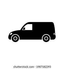Van icon. Black silhouette. Side view. Vector simple flat graphic illustration. The isolated object on a white background. Isolate.
