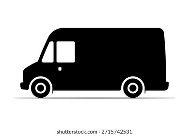 Icono de furgoneta. Silueta negra. Vista lateral. Vector simple ilustración gráfica plana. Objeto aislado sobre un fondo blanco.