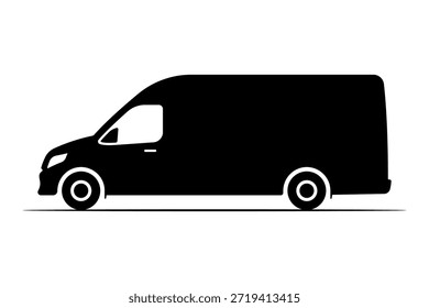 Icono de furgoneta. Silueta negra. Vista lateral. Vector simple ilustración gráfica plana. Objeto aislado sobre un fondo blanco.