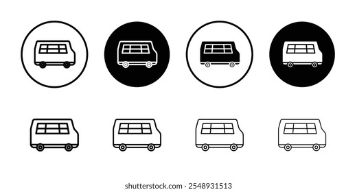 Van icon Black and white outline vector