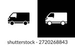 Van icon. Black and white simple flat design icon