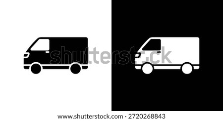 Van icon. Black and white simple flat design icon