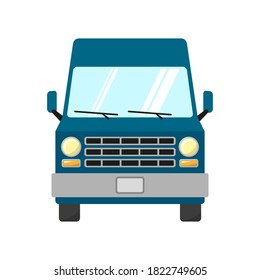 Van Icon. Cargo Bus. Colored Silhouette. Front View. Vector Flat Graphic Illustration. The Isolated Object On A White Background. Isolate.