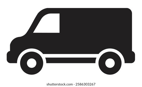 Van icon. Cargo minibus. Black silhouette. Side view. Vector simple flat graphic illustration. Isolated object on a white background. Isolate.