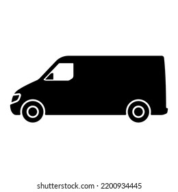Van icon. Cargo minibus. Delivery truck. Black silhouette. Side view. Vector simple flat graphic illustration. Isolated object on a white background. Isolate.