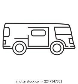 Van icon. Cargo minibus. Side view. Vector simple flat illustration. Delivery van line.Cargo car for coloring book.