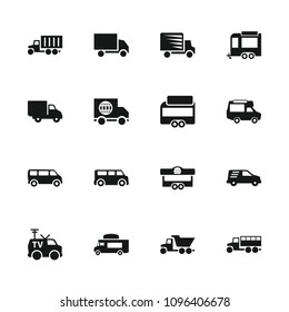 Van icon. collection of 16 van filled icons such as trailer, delivery car, truck. editable van icons for web and mobile.