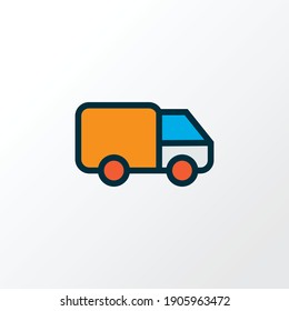 Van icon colored line symbol. Premium quality isolated truck element in trendy style.