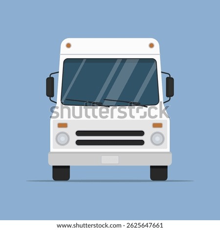 Van icon. Colored silhouette. Front view. Vector simple flat graphic illustration. Isolated object on blue background. Isolate.