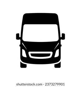 Van icon. Delivery minibus. Black silhouette. Front view. Vector simple flat graphic illustration. Isolated object on a white background. Isolate.