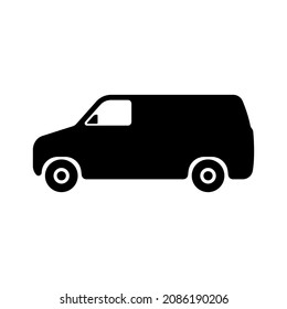 Van Icon. Delivery Small Truck. Black Silhouette. Side View. Vector Simple Flat Graphic Illustration. The Isolated Object On A White Background. Isolate.