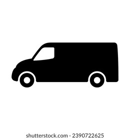 Van icon. Delivery truck. Black silhouette. Side view. Vector simple flat graphic illustration. Isolated object on a white background. Isolate.