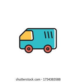 van icon filled outline color design. isolated on white background