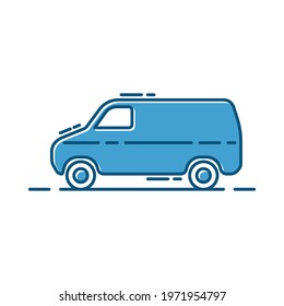 Van icon. Freight minibus. Colored contour linear silhouette. Side view. Vector simple flat graphic illustration. The isolated object on a white background. Isolate.